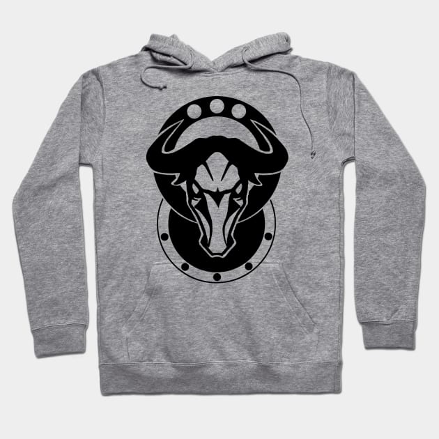 Bull Head - Original Logo Banner Sigil - Dark Design for Light Backgrounds Hoodie by Indi Martin